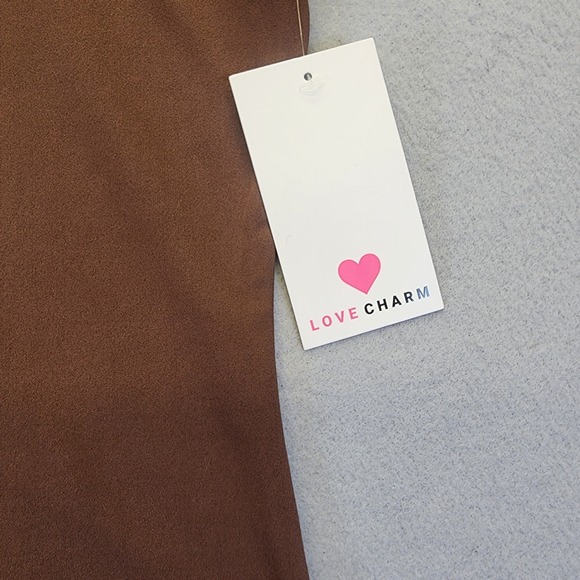 Love Charm Brown Short Sleeve Crewneck Tee Shirt Womens Large NWT 9053JN Stretch - Picture 4 of 9